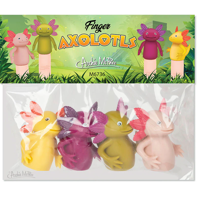 Finger Axolotls - Set of 4 Axolotl Finger Puppets - Image 3
