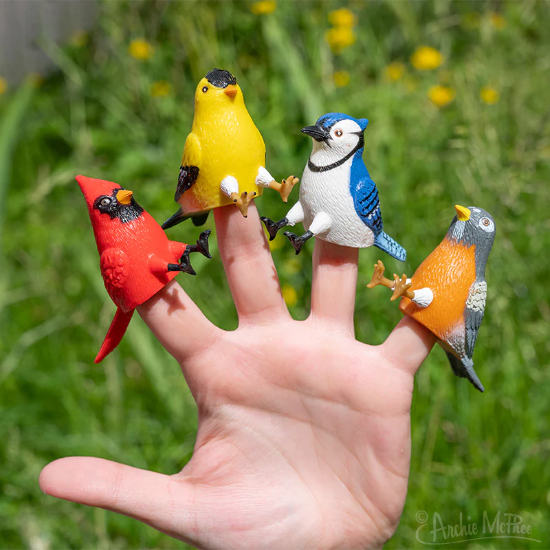 Finger Bird Feeder Birds - Set of 4 Bird Feeder Birds Finger Puppets - Image 2