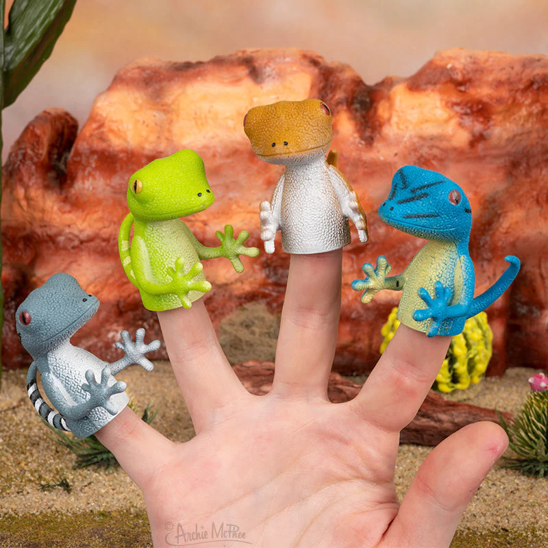 Finger Geckos - Set of 4 Gecko Finger Puppets - Image 2