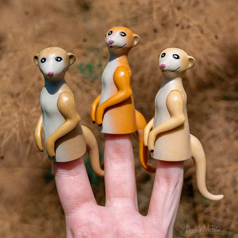 Finger Meerkats - Set of 3 Meerkat Finger Puppets - Image 2