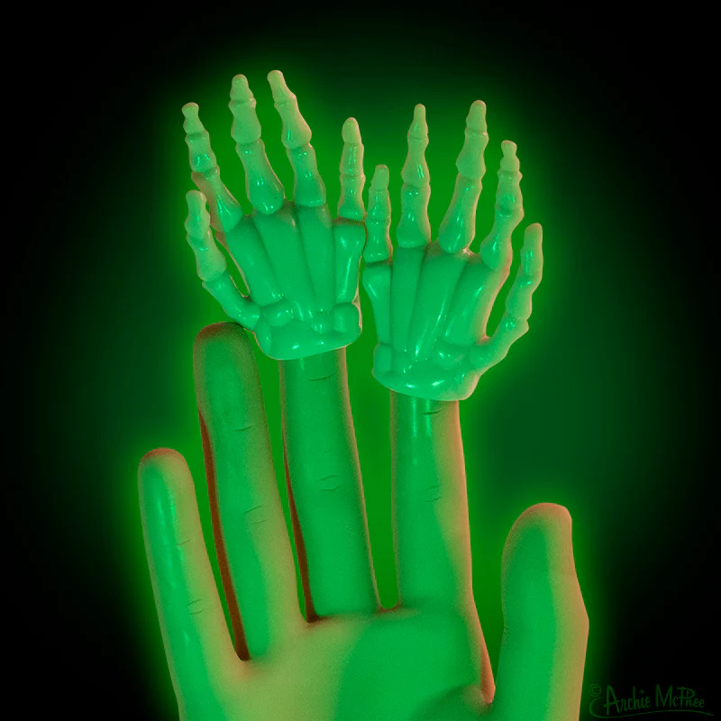 Glow-in-the-Dark Skeleton Finger Hands - Set of 2 - Image 3
