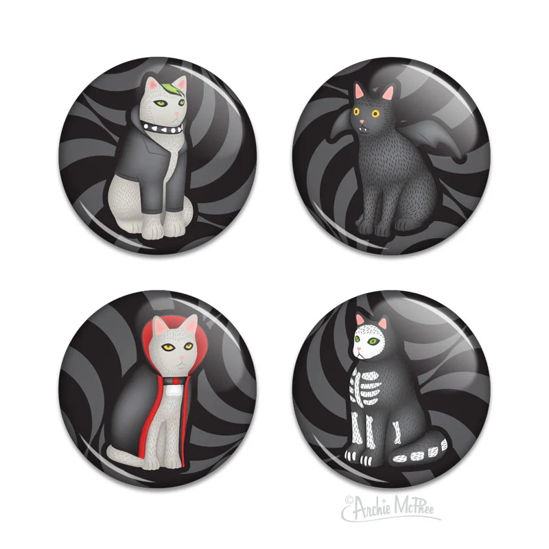 Goth Cat Buttons